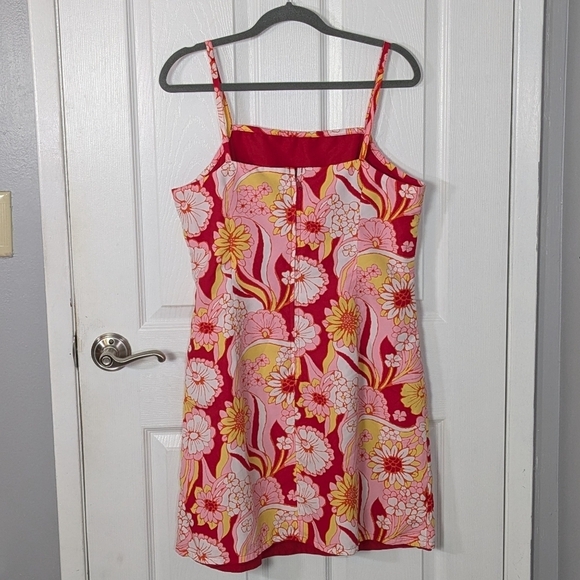 Retro Reversible Groovy Pink Floral and Red Mini Dress‎ -Size M/L - Picture 4 of 9